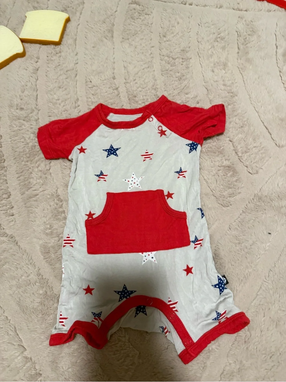 Kyte Baby Red & White Star Print Kids Short-Sleeve Romper